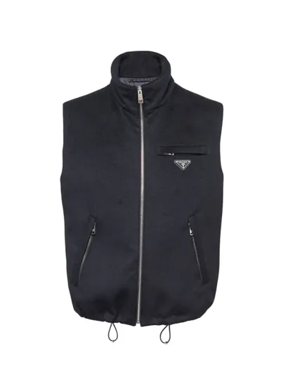 Prada Midnight Blue Cashmere Sleeveless Down Jacket