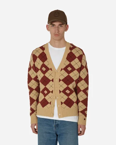 Acne Studios Argyle Wool-blend Jacquard Cardigan In Beige