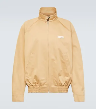 Marni Cotton Gabardine Bomber Jacket In Ecru/linen