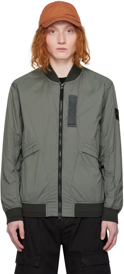 Stone Island Green Garment-dyed Bomber Jacket In V0059 Musk