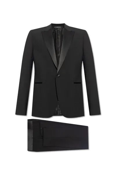 Emporio Armani Wool Suit In Black