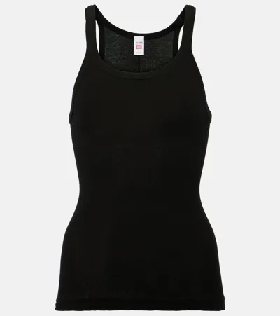 Re/done Ribbed Cotton-jersey Tank In Black