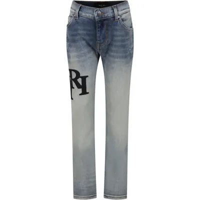 Amiri Light Blue Jeans For Kids With Logo In Denim