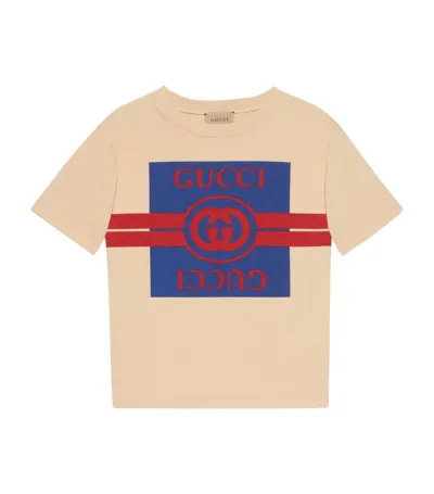 Gucci Kids' Cotton Jersey T-shirt In Creme,multi