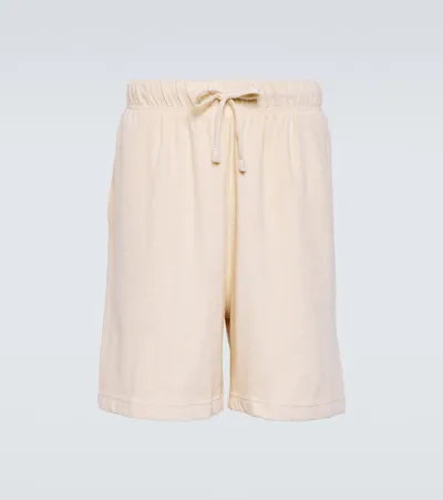 Burberry Logo Printed Drawstring Bermuda Shorts In Beige