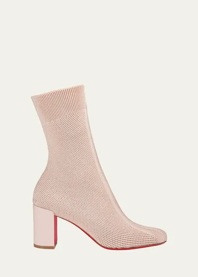 Christian Louboutin Beyonstage Red Sole Knit Boots In Rosa Chiaro