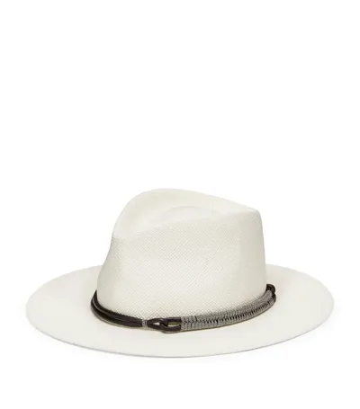 Brunello Cucinelli Interwoven-straw Fedora Hat In White