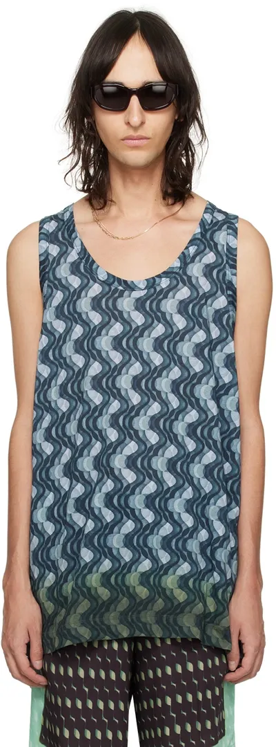 Dries Van Noten Blue Gradient Tank Top