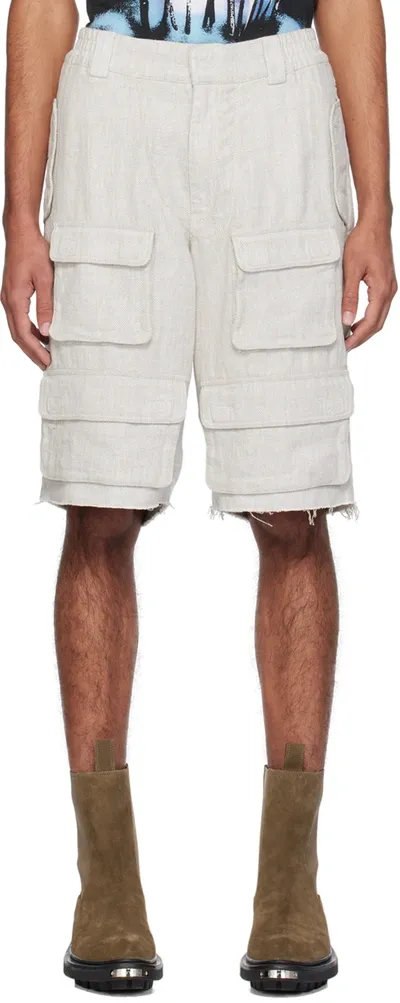 Misbhv Gray Raw Edge Shorts In Cream