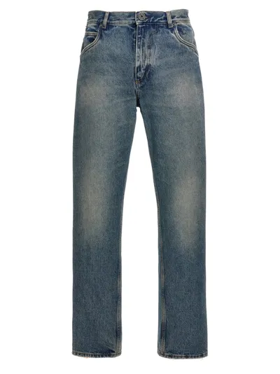 Balmain Vintage Effect Mid Rise Jeans In 6ffbleujean