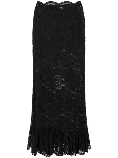 Rabanne High-waist Lace Midi Skirt In Black