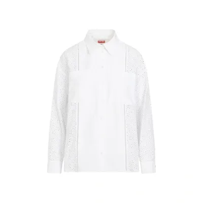 Kenzo Broderie Anglaise Ovs Shirt In Off White