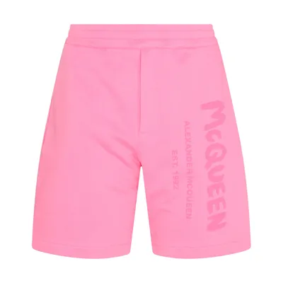 Alexander Mcqueen Logo-print Cotton Track Shorts In Sugar Pink