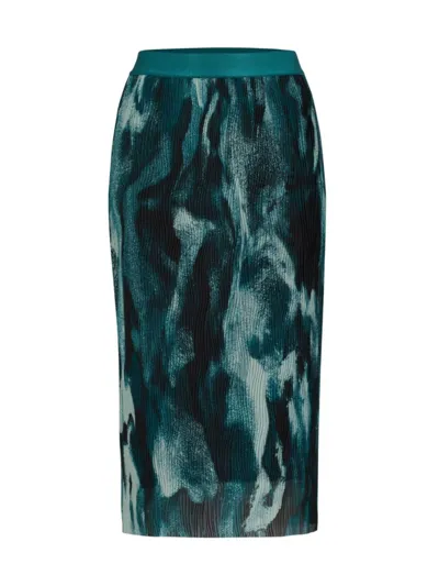 Hugo Boss Stretch-tulle Slim-fit Skirt With Seasonal Print In Patterned