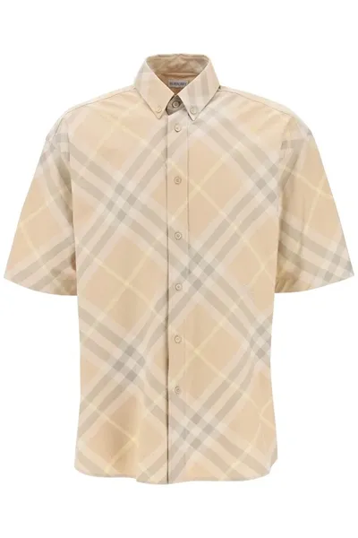 Burberry Check Shirt In Cream