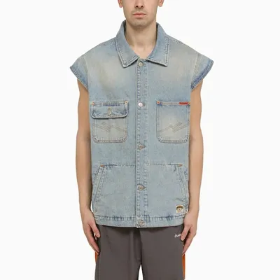 Martine Rose Washed Denim Gilet In Blue