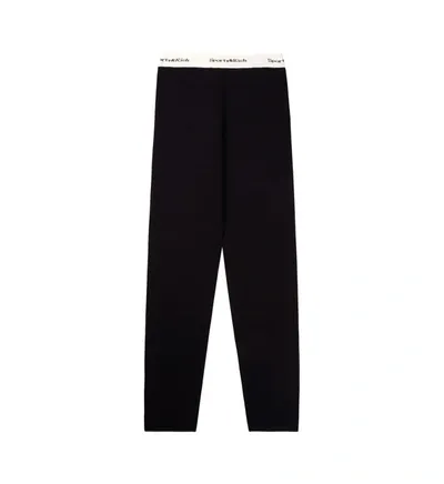 Sporty And Rich Serif Logo High Waist Ribbed Leggings In Black