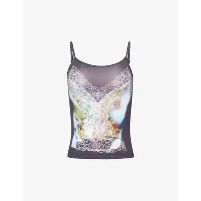 Y/project Graphic-print Scoop-neck Stretch-jersey Top In Black