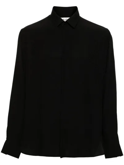 Saint Laurent Patterned-jacquard Silk Shirt In Black