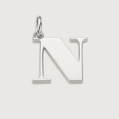 Monica Vinader Alphabet Pendant N, Sterling Silver In White