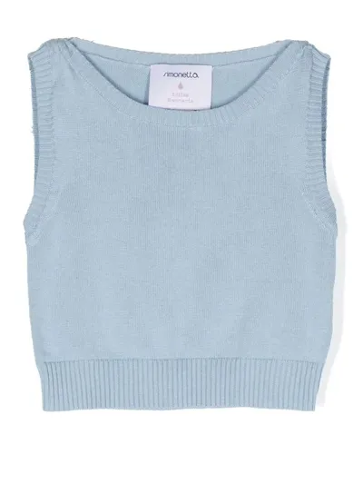 Simonetta Kids' Ribbed Knit Tank Top In Blue