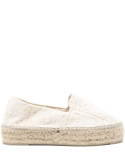 Manebi Embroidered Flat Espadrilles In White