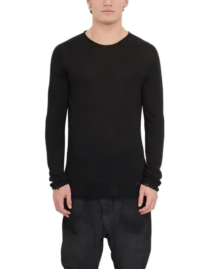 Md75 Wool Round Neck Pullover In Black