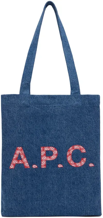 Apc Lou Denim Tote Bag In Washed Indigo