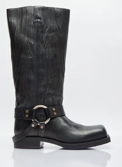 Acne Studios Buckle Leather High Boots In Black