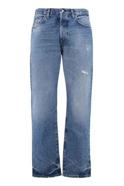 Acne Studios Distressed Relaxed Fit Jeans In Blue