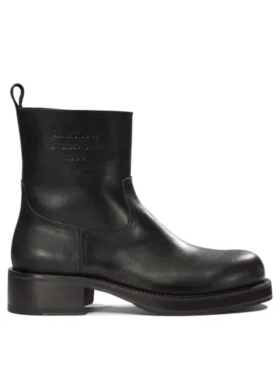 Acne Studios Leather Waxed Ankle Boots