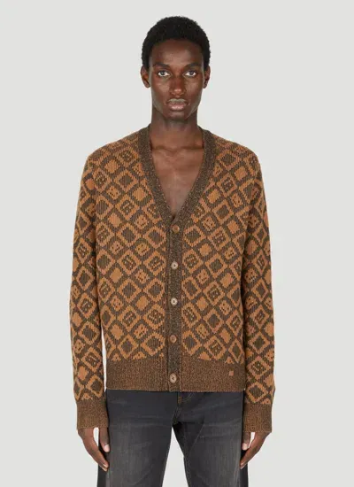 Acne Studios Men Faces Tiles Cardigan In Brown