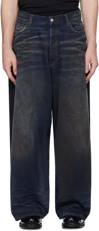 Acne Studios Navy Super Baggy Fit 2023m Jeans In 838 Dark Blue