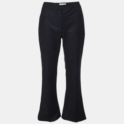 Pre-owned Alexander Mcqueen Black Wool Side Striped Flared Trouser M