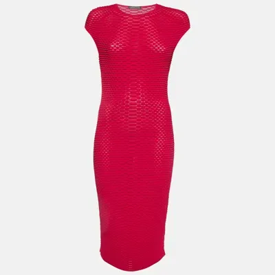 Pre-owned Alexander Mcqueen Pink Textured Knit Sheath Dress S