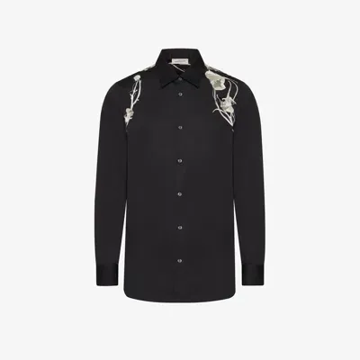 Alexander Mcqueen Pressed Flower Harness Shirt In Black