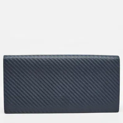 Pre-owned Alfred Dunhill Navy Blue Leather Long Bifold Wallet