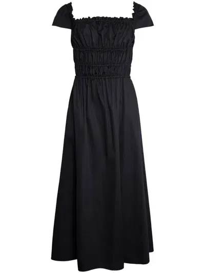 Altuzarra Lily Shirred-bodice Poplin Dress In Black