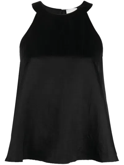 Alysi Satin Sleeveless Blouse In Black