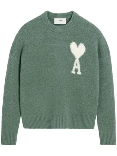 Ami Alexandre Mattiussi Ami De Coeur Wool Sweater In Antique Clay