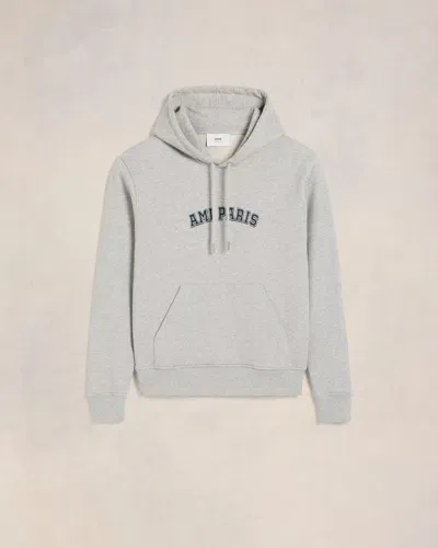 Ami Alexandre Mattiussi Ami Paris Cotton Hoodie In Heather Ash Grey