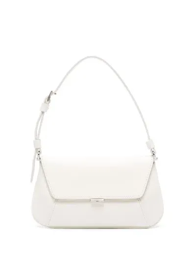 Amina Muaddi Ami Mini Leather Shoulder Bag In White