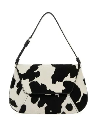 Amina Muaddi Cow-print Shoulder Bag In Black