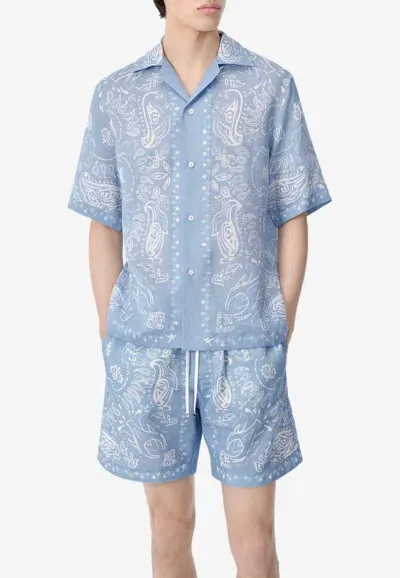 Amiri Bandana Print Camp Shirt In Blue