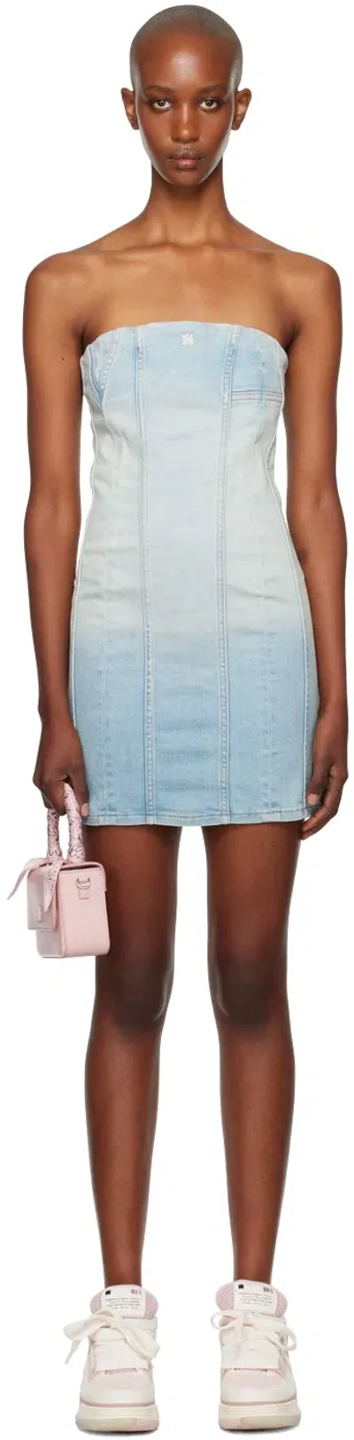 Amiri Blue Ma Bustier Denim Minidress In Light Indigo