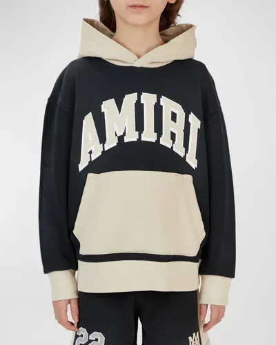 Amiri Kids' Boy's Logo-print Collegiate Inspired Hoodie In Black