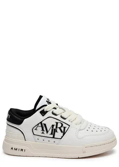 Amiri Kids Classic Logo Leather Sneakers In White