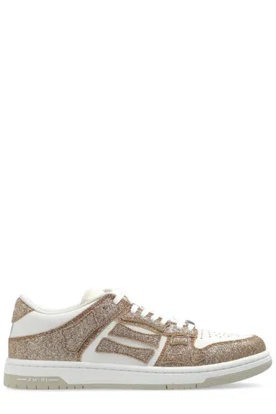 Amiri Shimmer Skel Top Sneakers In Beige