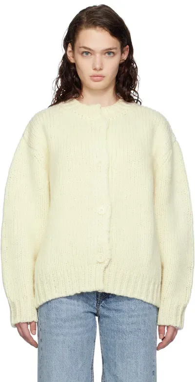 Amomento Off-white Hand Knitted Cardigan In Ivory