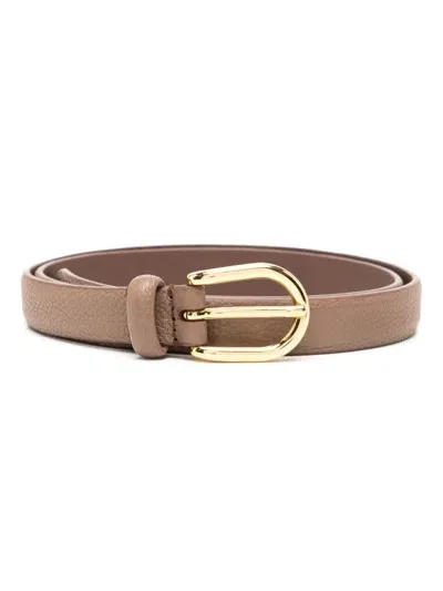 Anderson's Skinny Soft Grained Leather Belt In Brown